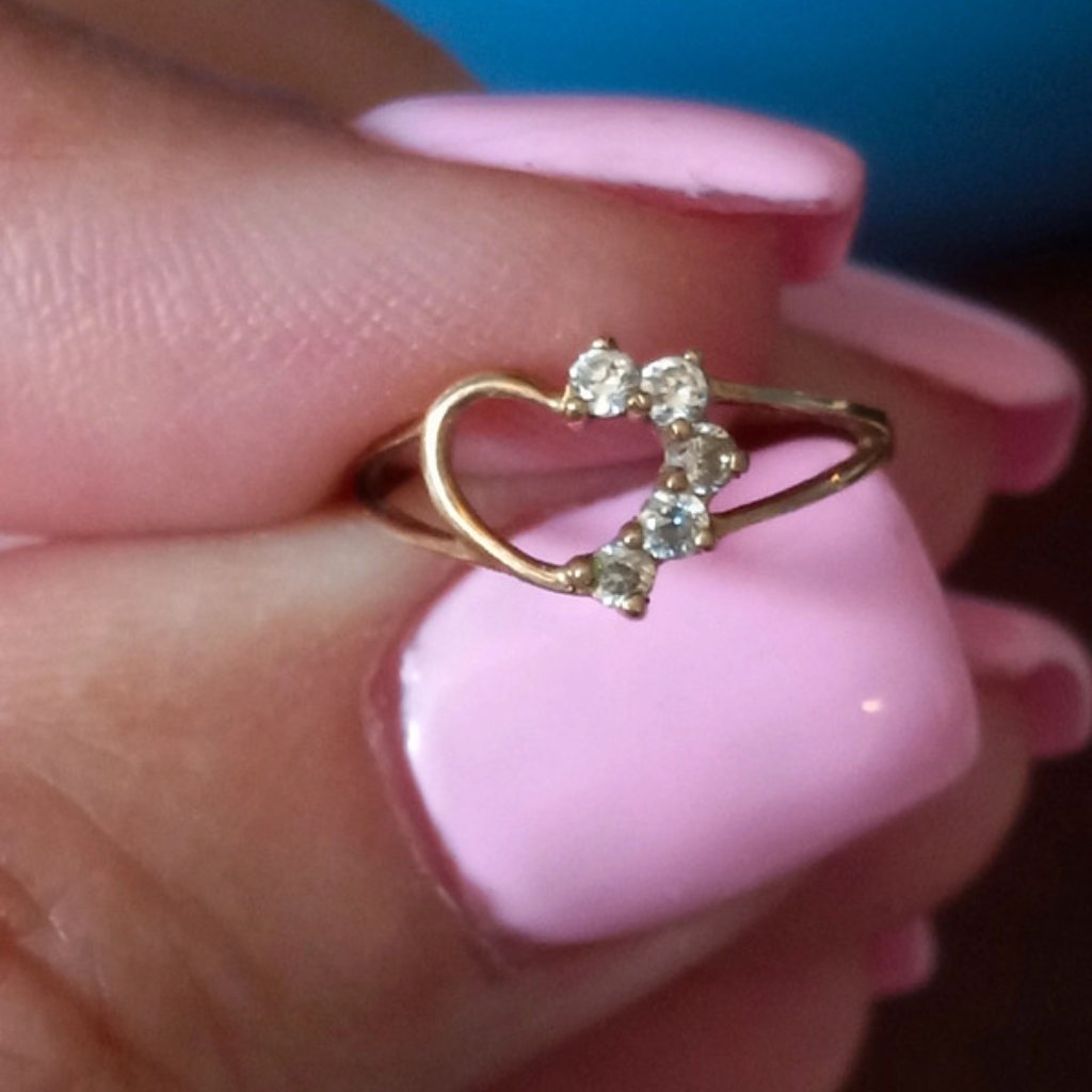 10k Yellow Gold And Diamond Girls Ring
